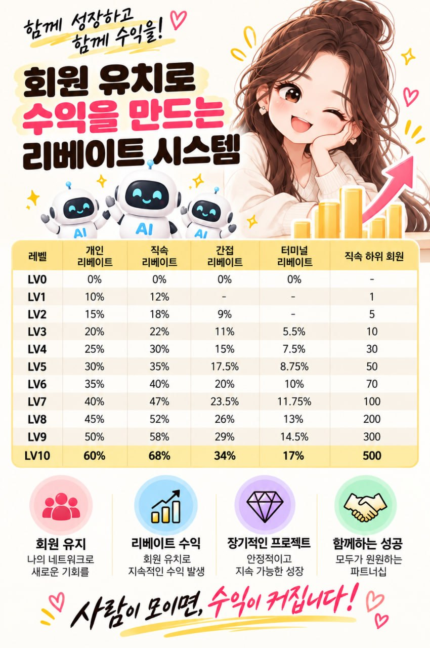 회원 유지 및 리베이트 레벨 안내표